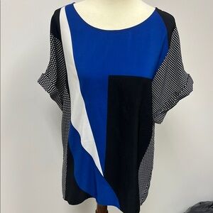 Mossimo Supply Co Blue and Black Graphic Short Sleeve Blouse